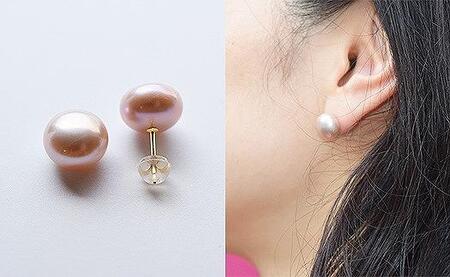淡水本真珠ピアス／白YG
