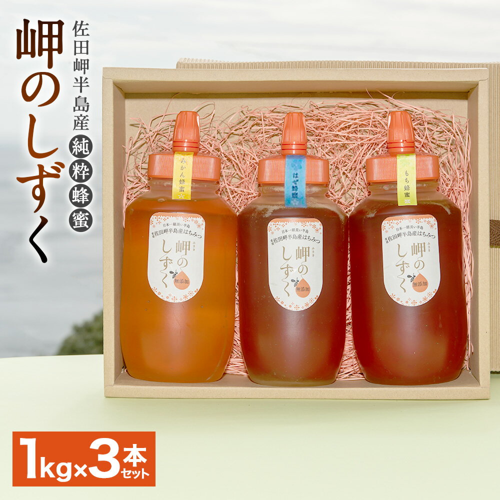 【ふるさと納税】「岬のしずく」佐田岬半島産 純粋蜂蜜 （みかん・もち・はぜ）各約1kg 合計約3kg 3本セット はちみつ ハチミツ 蜜 国産 常温 詰合せ 詰め合わせ セット 愛媛県 送料無料 (318) 【えひめの町（超）推し！（伊方町）】