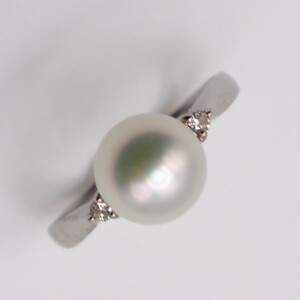 1983 Pt 　あこや本真珠8.0㎜up　ダイヤモンド0.04ct 　リング
