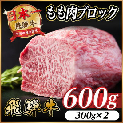 【ふるさと納税】飛騨牛 もも肉ブロック 約600g(約300g×2)【冷蔵便】A4～A5等級 黒毛和牛 BBQ用【配送不可地域：離島】【1657525】