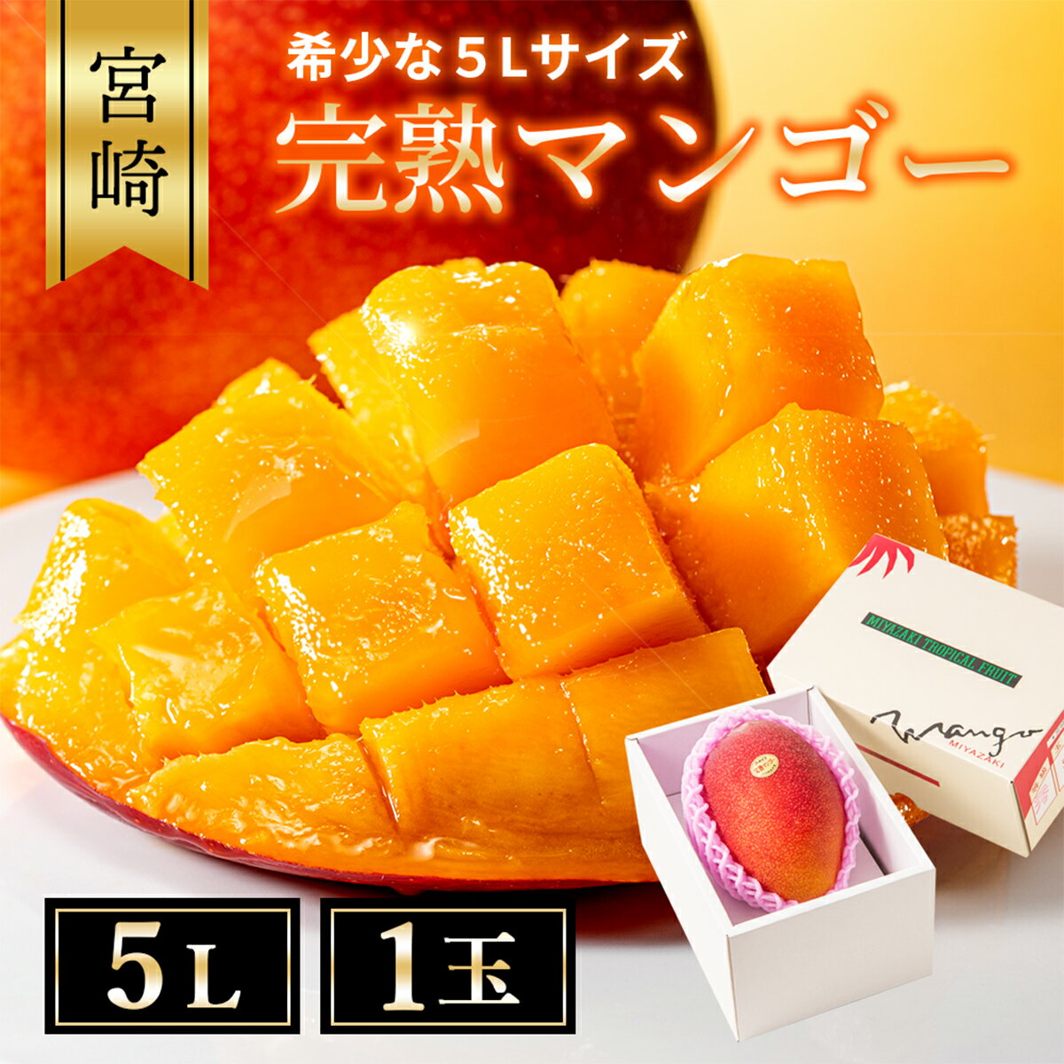 【ふるさと納税】完熟マンゴー5L×1玉【規格 基準 最大 濃厚 宮崎 高級 果物 フルーツ 贈答 ギフト 先行受付 送料無料】