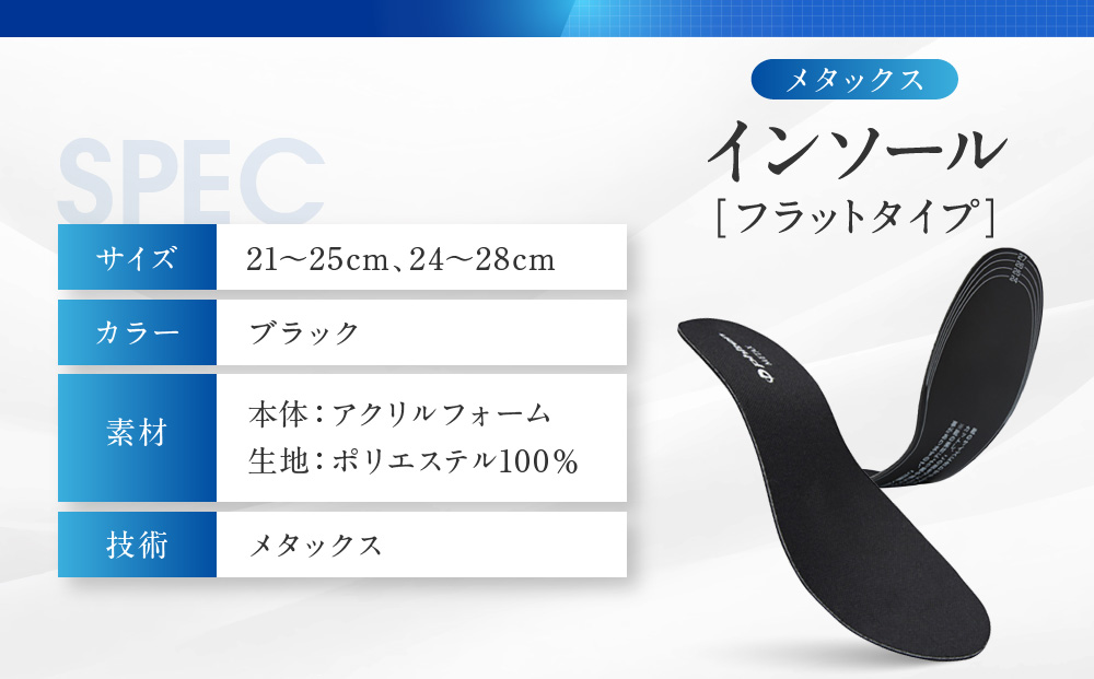 【ファイテン】インソール フラットタイプ メタックス ブラック＜21.0～25.0cm＞ 京都 人気ブランド インソール［ 京都 phiten 低反発インソール 衝撃吸収 フラット 薄い 中敷き 低反