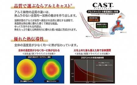 深型 フライパン ガス火用 キャストスタイルライト 24cm テフロン 軽量 北陸アルミ 北陸アルミニウム 日本製 調理器具 キッチン用品 日用品 富山県 アルミキャスト製 厚手調理器 熱伝導性 保温