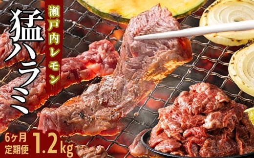 【6ヶ月定期便】牛ハラミ 1.2kg(300g×4パック) 尾野精肉店の牛ハラミ瀬戸内レモン塩だれ