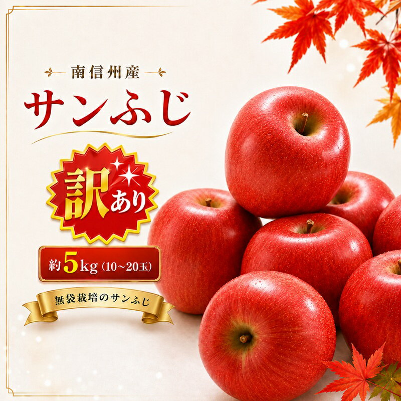 【ふるさと納税】 南信州産 サンふじ 訳あり 約5kg (10～20玉) 【2026年11月下旬～順次発送】 JAみなみ信州DMセンター飯田市 | 長野県産 りんご 信州りんご 林檎 リンゴ サンふじ 果物 フルーツ ジューシー 信州 南信州 長野県 飯田市 K16