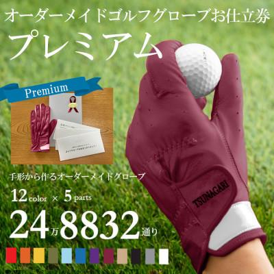 ふるさと納税 尼崎市 オーダーメイドゴルフグローブお仕立券【プレミアム】ベースカラー:ワイン