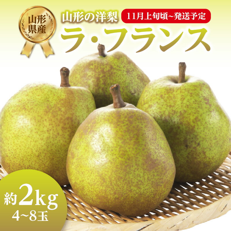 【ふるさと納税】《先行受付》ラ・フランス 約2kg（4～8玉） 【2025年11月上旬頃～発送予定】【山形洋梨】 山形県 大江町 大江町産 山形県産 果物 フルーツ くだもの ラフランス らふらんす 西洋梨 デザート 洋梨 梨 ナシ なし