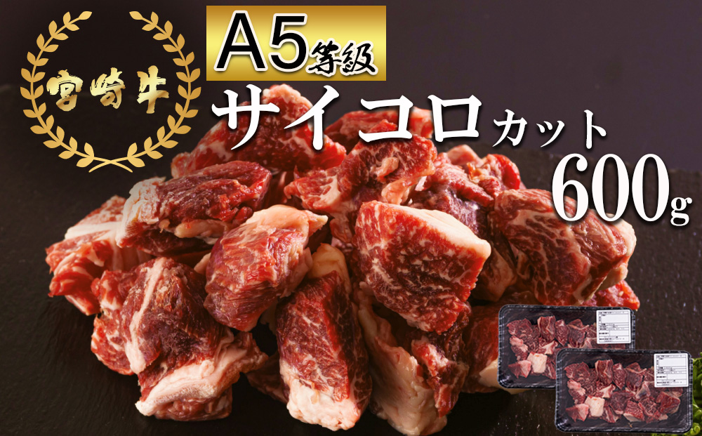 牛肉 赤身 宮崎牛 サイコロカット ステーキ 300g ×2 計 600g [ローカルブランディング 宮崎県 美郷町 31bb0024] 小分け 冷凍 牛 肉 焼肉 BBQ バーベキュー ステーキ A5