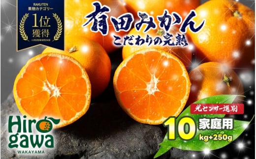 ▼＼光センサー選別／こだわりの完熟有田みかん 10kg＋250g(傷み補償分) 【ご家庭用】 ※12月頃発送予定 ※北海道・沖縄・離島地域は発送不可  / 完熟みかん 果物 フルーツ 柑橘 蜜柑 mikan 産地直送 数量限定 国産 和歌山【nuk004-c-10-decD】