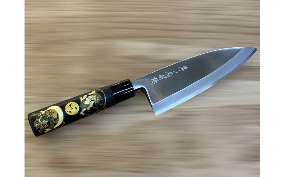 
            はがね出刃包丁　＜風神・雷神＞　和風レトロモダン　木製ハンドル
          