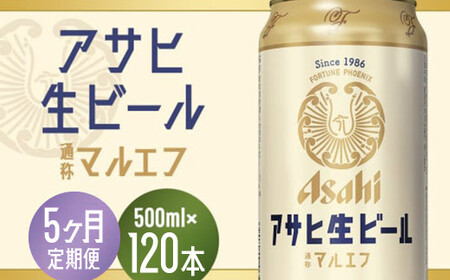 【5か月定期便】【福島のへそのまち　もとみや産】アサヒ生ビール（マルエフ）500ml×24本　【07214-0345】
