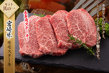 宮崎牛×県産豚 ステーキ食べ比べ セット合計1.2kg【C458】