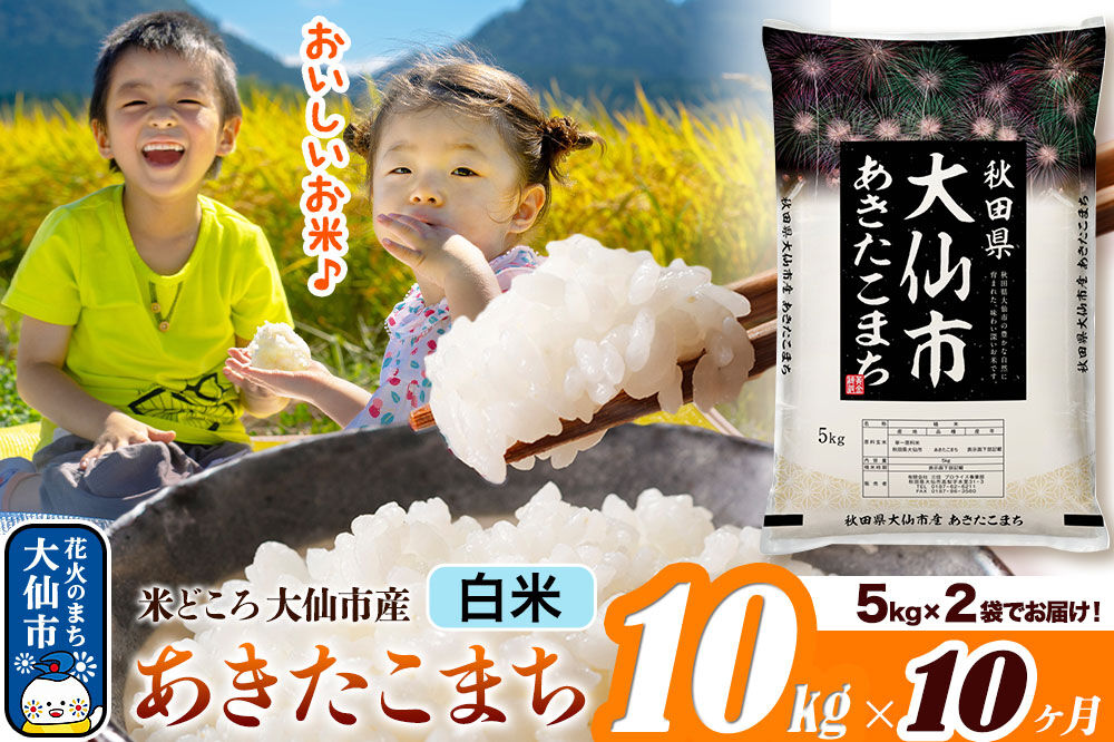 米《定期便10ヶ月》あきたこまち【白米】 米どころ秋田県大仙市産 令和7年産 精米 10kg（5kg×2袋） [米 お米 こめ 白米 精米 あきたこまち ブランド米 通算23回 特A 小分け ご飯 ご