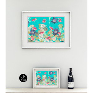 アート作品「多肉植物と琉金」（小） 【169002】 絵画 ｲﾝﾃﾘｱ ｱｰﾄ 芸術品 美術品