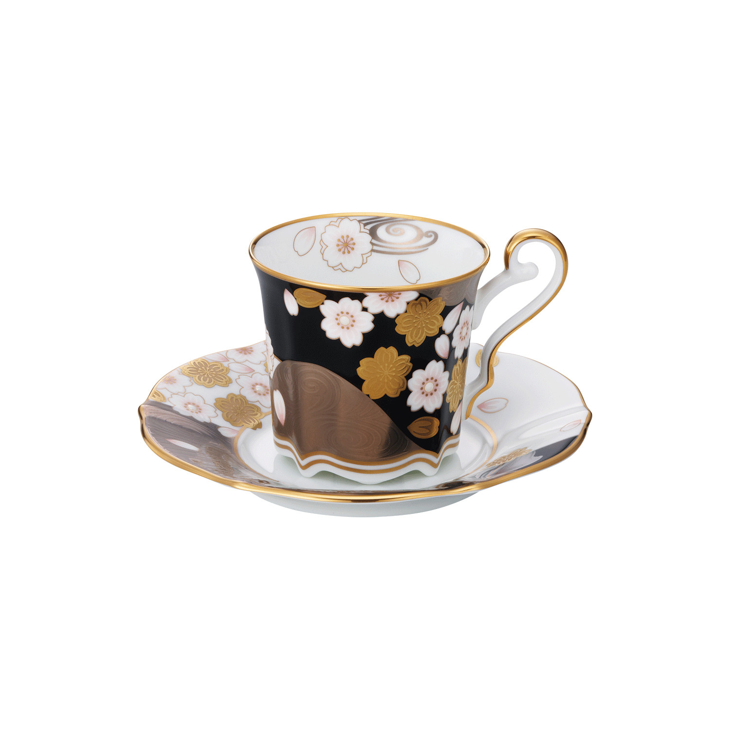 あやみなも コーヒーカップ＆ソーサー（夜桜金銀彩） H1119_イメージ1