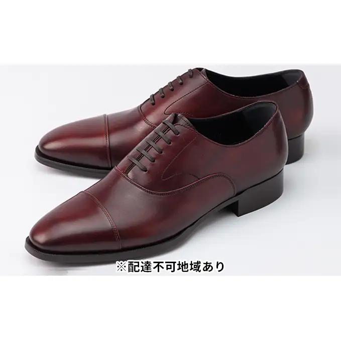 革靴 ビジネスシューズ 手染め 赤 国産 革靴 23.5cm