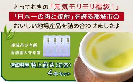 【元気モリモリ福袋】おうち時間リフレッシュ!都城産特上煎茶(新茶)4本セット_AA-4802_(都城市) お茶の産地 都城盆地 都城産新茶 最高級品 ホットでも冷茶でも 日本茶