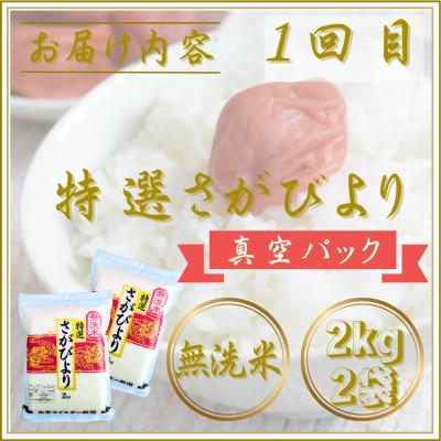 ふるさと納税 江北町 【毎月定期便】【無洗米】食べ比べ(さがびより・夢しずく)2kg×2袋(江北町)全2回 |  | 02