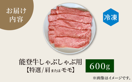 【先行予約】能登牛 特選 しゃぶしゃぶ用（肩またはモモ）600g【2026年1月以降順次発送】| 牛肉 ブランド牛