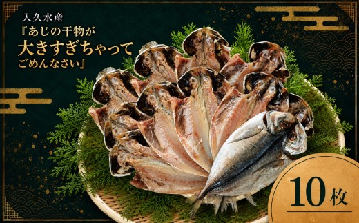 入久水産の「あじの干物が大きすぎちゃってごめんなさい　10枚」 選べる 真あじ 鯵 国産 特大 詰合せ 満足 ひもの 冷凍 伊豆 ギフト お歳暮 お中元