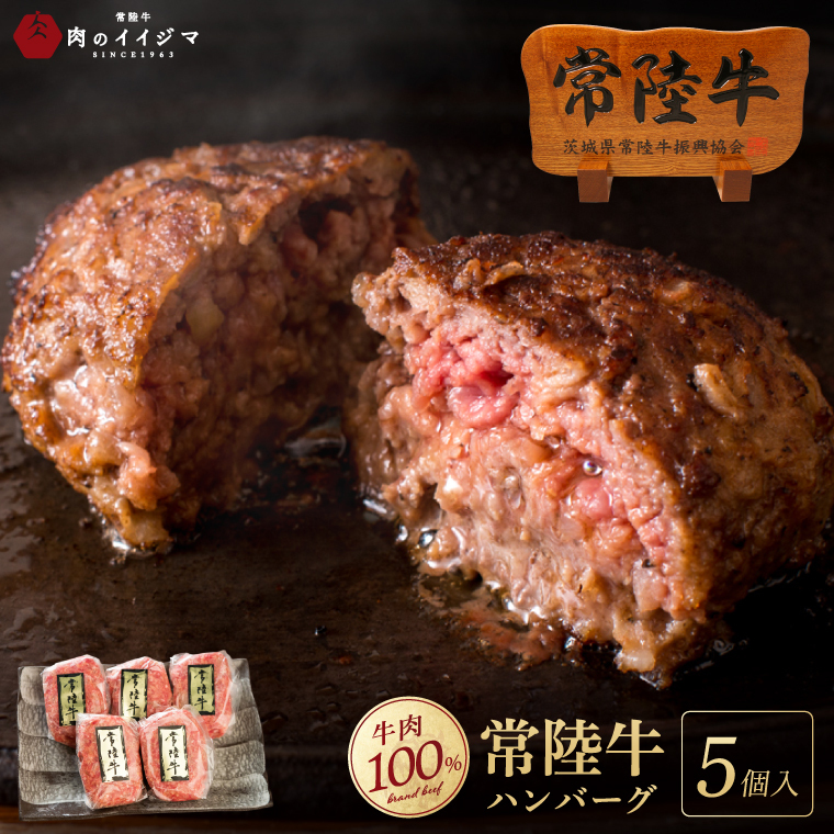 常陸牛100% ハンバーグ 無添加 5個 セット 肉のイイジマ（DU-6）
