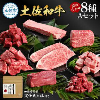 土佐和牛詰め合わせ8種Aセット 長期熟成肉 8種 詰め合わせ セット 田野屋銀象 完全天日塩付き 牛肉 肉 お肉 和牛 国産 牛 赤身 ヒレ カルビ ロース ブロック【株式会社LATERAL】 [BQ