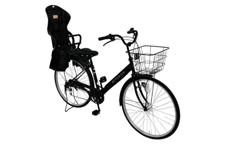 STYLE KIX FAMILY276 チャイルドシート付 マットブラック【27型 自転車 完成品 組み立て不要 アウトドア サイクリング じてんしゃ 通勤 通学 新生活】 099X371