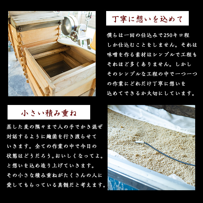 鹿児島県長島町産の味噌「COCOROMISO」(計2.4kg・800g×3個)クラフトボックス セット 味噌 無添加 国産大豆 麦味噌 みそ 減塩 【石元淳平醸造】_cocoro-6037