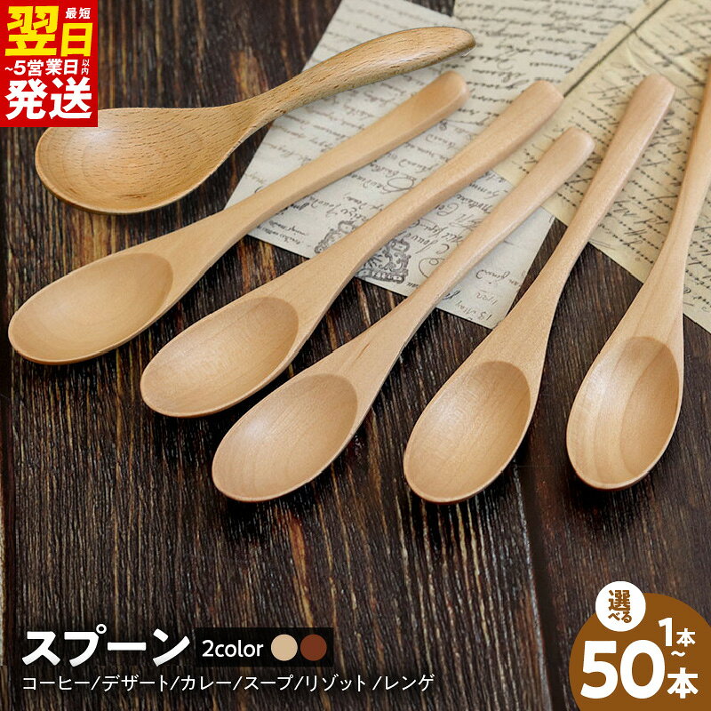 【ふるさと納税】木製スプーン 選べる 種類 コーヒー / デザート / カレー / スープ / リゾット / レンゲ 1本 〜 50本 5種 セット ナチュラル / ブラウン 食洗機対応 軽い 木製 おしゃれ カトラリー 食器 最短 翌日発送 5営業日 大阪府 泉佐野市 送料無料 年内配送