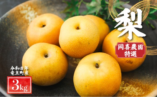 【期間限定】 梨  3kg 品種 おまかせ 8月下旬～9月下旬発送 岡喜農園 令和8年産 数量限定 なし ナシ 幸水 豊水 品種 2026年産 夏 フルーツ 果実 くだもの 竜王産 滋賀県 竜王町 送料無料 ふるさと納税