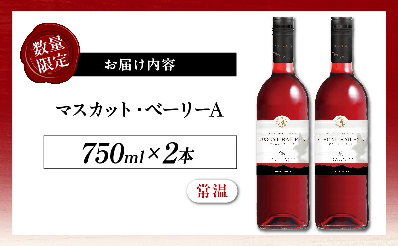 【数量限定】マスカット・ベーリーA 2本セット_T014-054【人気 ギフト 飲料 食品 お酒 お土産 限定品 贈り物 送料無料 プレゼント  ワイン 酒 飲料 アルコール 国産】