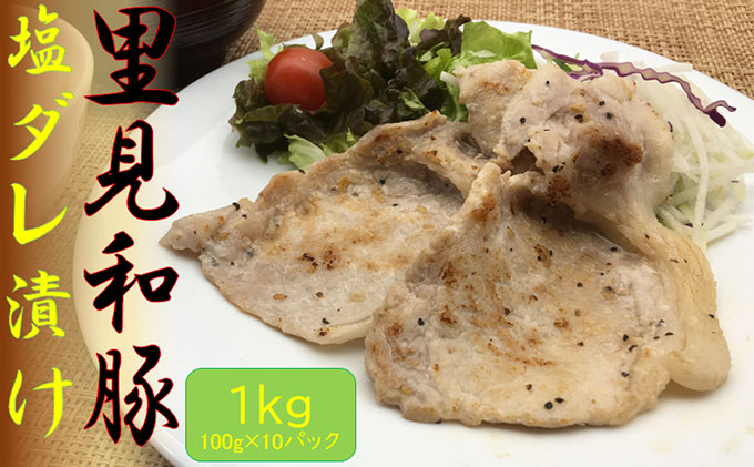 
                  里見和豚　焼き肉用ロース塩だれ漬け　1kg（小分け100g×10パック） mi0017-0025
                