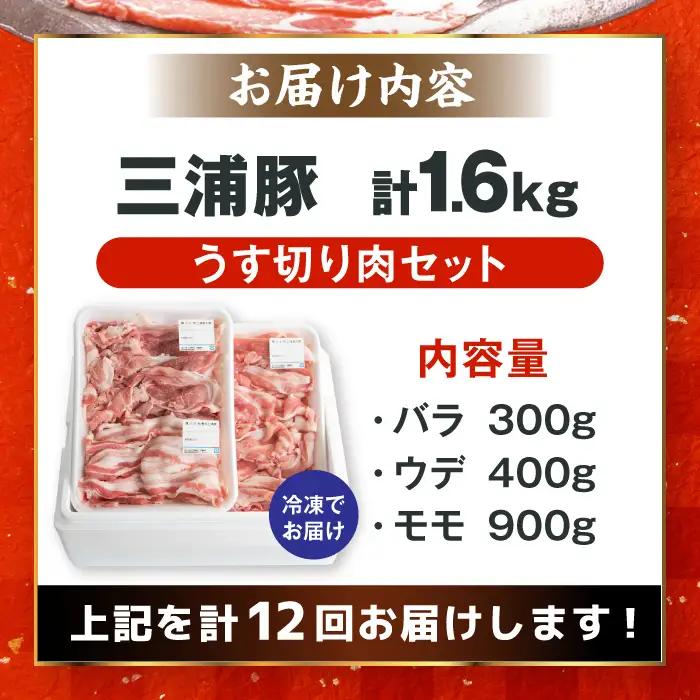 【12回定期便】 特盛三浦豚 1.6kg 豚肉セット / 恵那市 / あづま精肉店 [AUDL008]