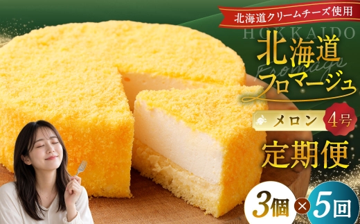 【5回定期便】 北海道フロマージュ （メロン） 約1.05kg （約350g×3個） （計約5.25kg） フロマージュ クリームチーズ ケーキ 洋菓子 菓子 お菓子 定期便 北海道 小樽市 冷凍