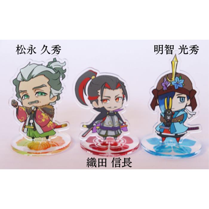 Z-18a 【アクリルスタンド】信長と平蜘蛛（信長　久秀　光秀） 豆本おまけ付