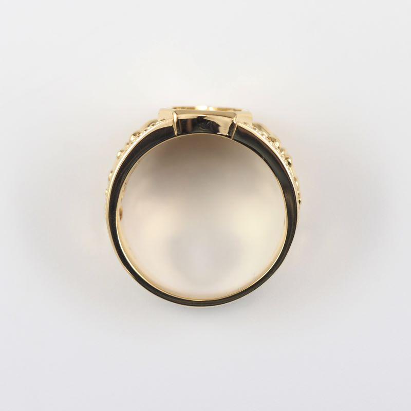 K18 ダイヤ シールド/盾モチーフ メンズ リング 26089