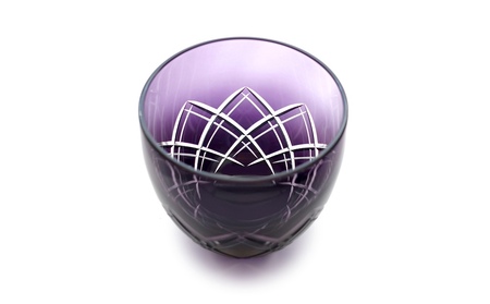 浅草切子 KANA KURITA「重ね矢来オールド 青紫」木箱入り