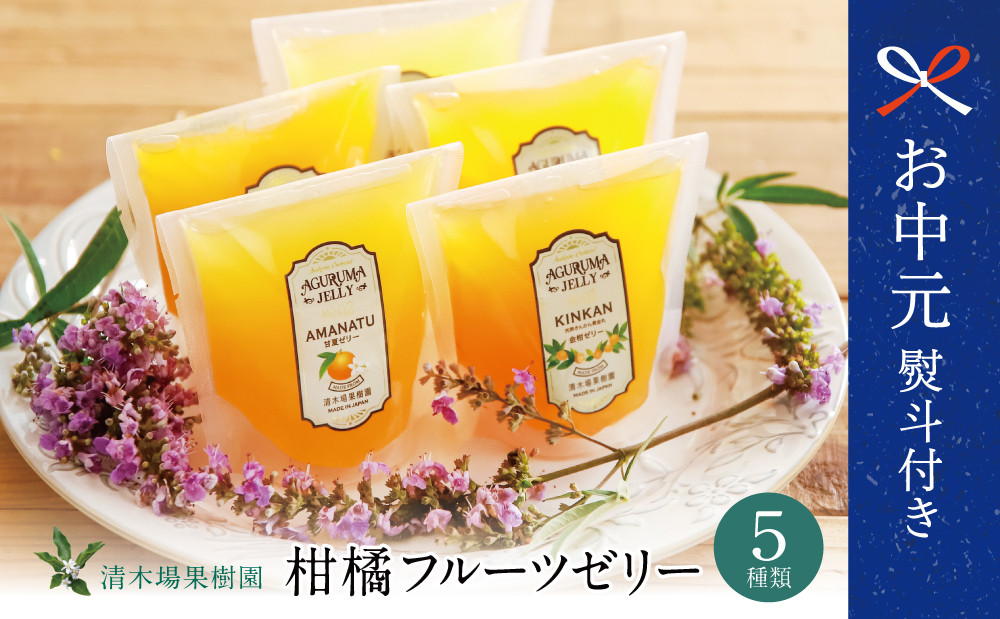 
                  【お中元ギフト】鹿児島県産 柑橘フルーツゼリー 詰め合わせ 5種 常温 セット スイーツ お菓子 詰合せ おすすめ お取り寄せ 果物 フルーツゼリー 清木場果樹園 鹿児島 南さつま市 贈り物 ギフト 贈答用
                