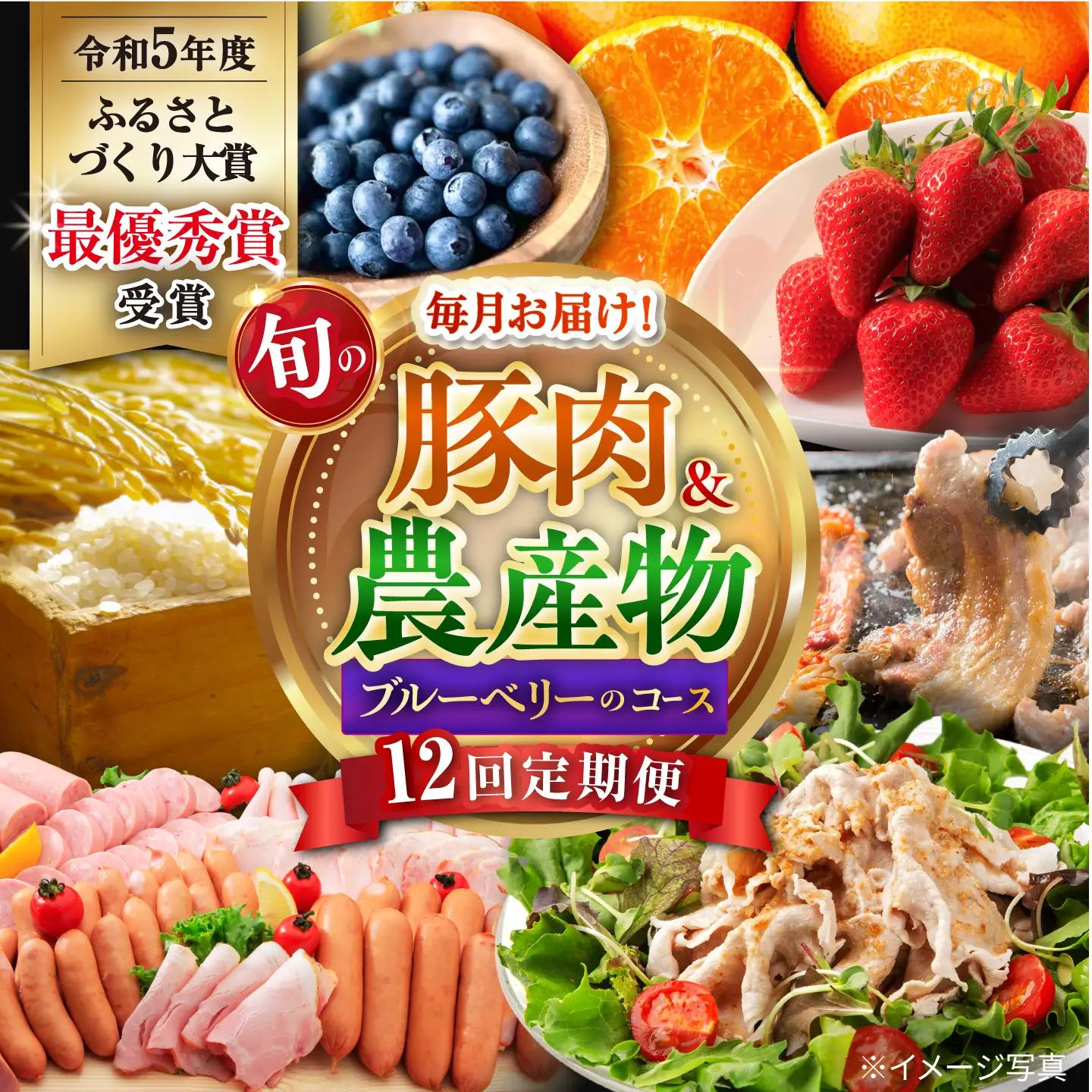 定期便 全12回 豚肉と旬の農産物 定期便 [ACAA124]