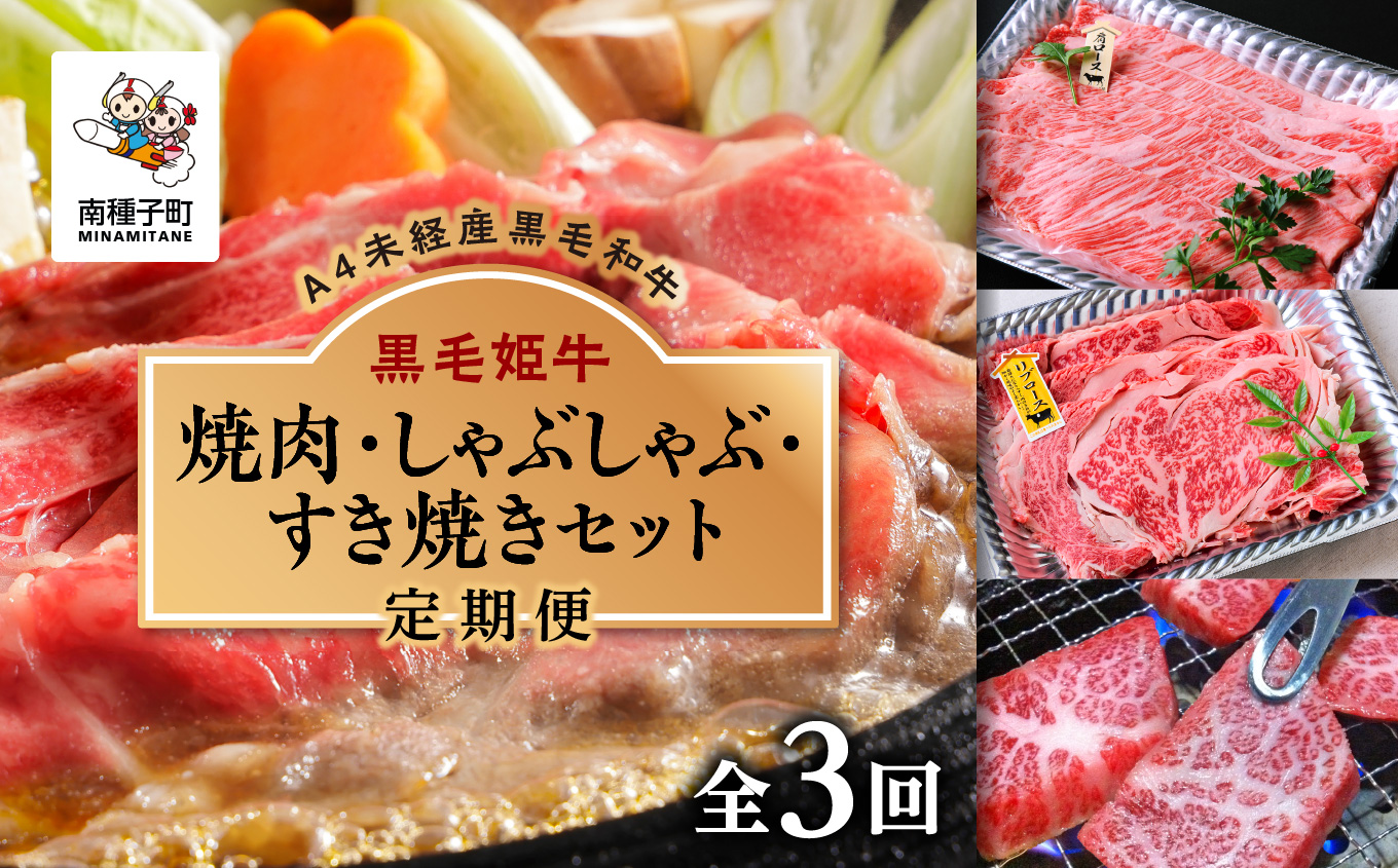 【定期便】焼肉・しゃぶしゃぶ・すき焼きセット（全3回）【Meat you Kitchen姫ファーム】