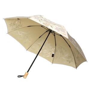 槙田商店【晴雨兼用】折りたたみ傘 ”絵おり” 百合：ベージュ
