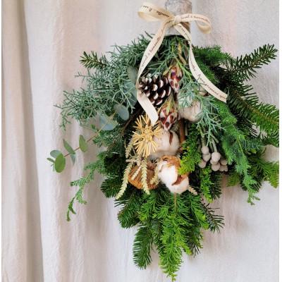 ふるさと納税 阿賀町 Christmasスワッグ【しろいゆき】
