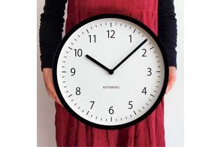 KATOMOKU Muku clock km-138　木製掛け時計（ブラック）