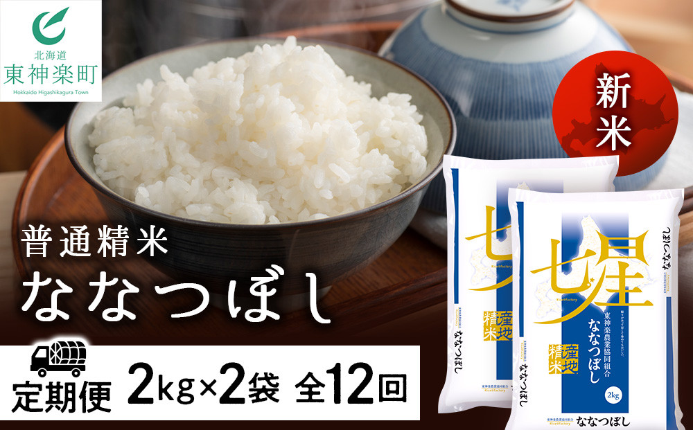 
新米発送 【お米の定期便】ななつぼし 2kg×2袋 《普通精米》全12回
