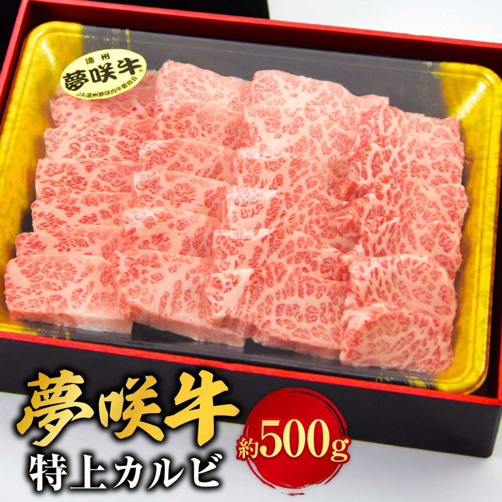 【ふるさと納税】夢咲特上カルビ 約500g×1パック 夢咲牛 黒毛和牛 ブランド牛 牛肉 お肉 カルビ おかず ごはんのお供 ご飯のお供 冷凍 静岡県産 国産 静岡県 菊川市 送料無料
