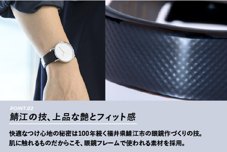 鯖江発！眼鏡職人が作った新感覚の腕時計 バングルウォッチ40　（バングル＋ウォッチ本体）カーボンパターン バンド 腕時計 