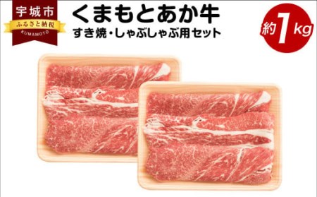 くまもと あか牛 すき焼 ・ しゃぶしゃぶ用 セット 合計約1kg 和牛 牛肉