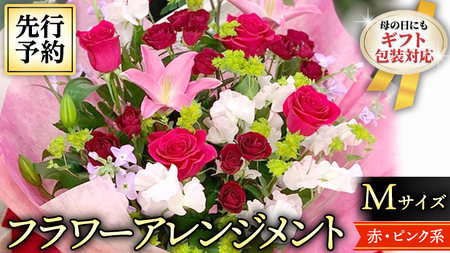 【 母の日 】 フラワー アレンジメント M 赤・ピンク 系[CT082ci01]