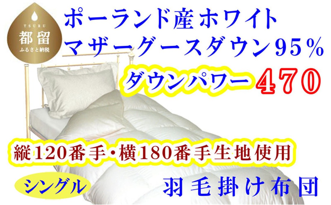 羽毛布団 縦１２０番手横１８０番手 ポーランド産マザーグース95%ダウンパワー470 シングル CK310