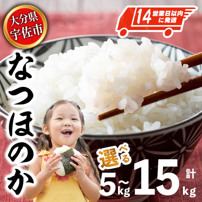 【ふるさと納税】宇佐市産なつほのか (計5kg～15kg) ＜内容量が選べる！＞＜北海道 沖縄 離島配送不可＞米 お米 なつほのか ナツホノカ 白米 ご飯 大分県産 5kg 10kg【119000100・119000200・119000300】【カネガエ】